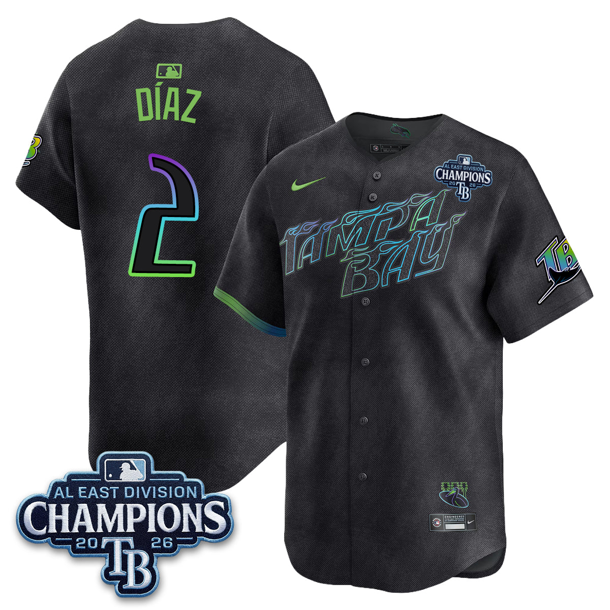Tampa Bay Rays 2026 AL East Champs Vapor Jersey - Stitched