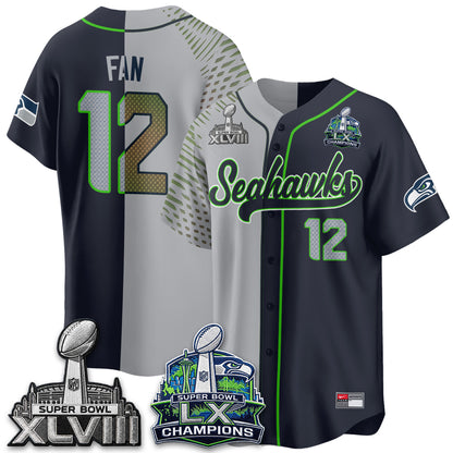 Seattle Seahawks S.Bowl Champs Split Baseball Vapor Jersey V1- Stitched