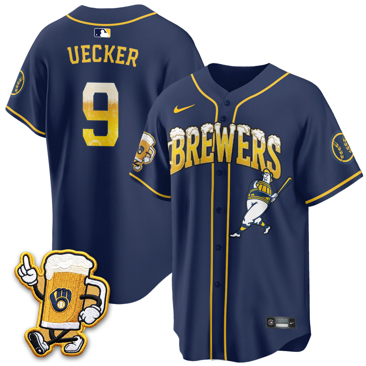 Milwaukee Brewers "Pitcher & Pint" Edition Vapor Jersey V2 - Stitched