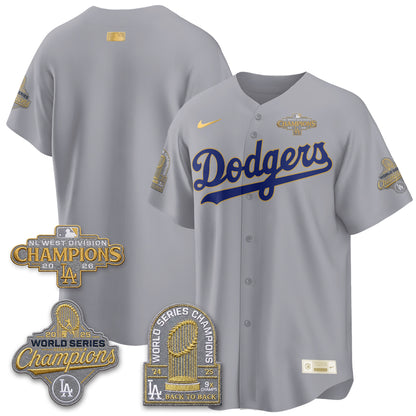 Los Angeles Dodgers 2026 NL West Champs Gold Vapor Jersey- Stitched