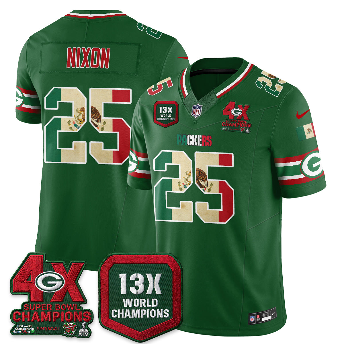 Green Bay Packers Mexico Edition Vapor Jersey - Stitched