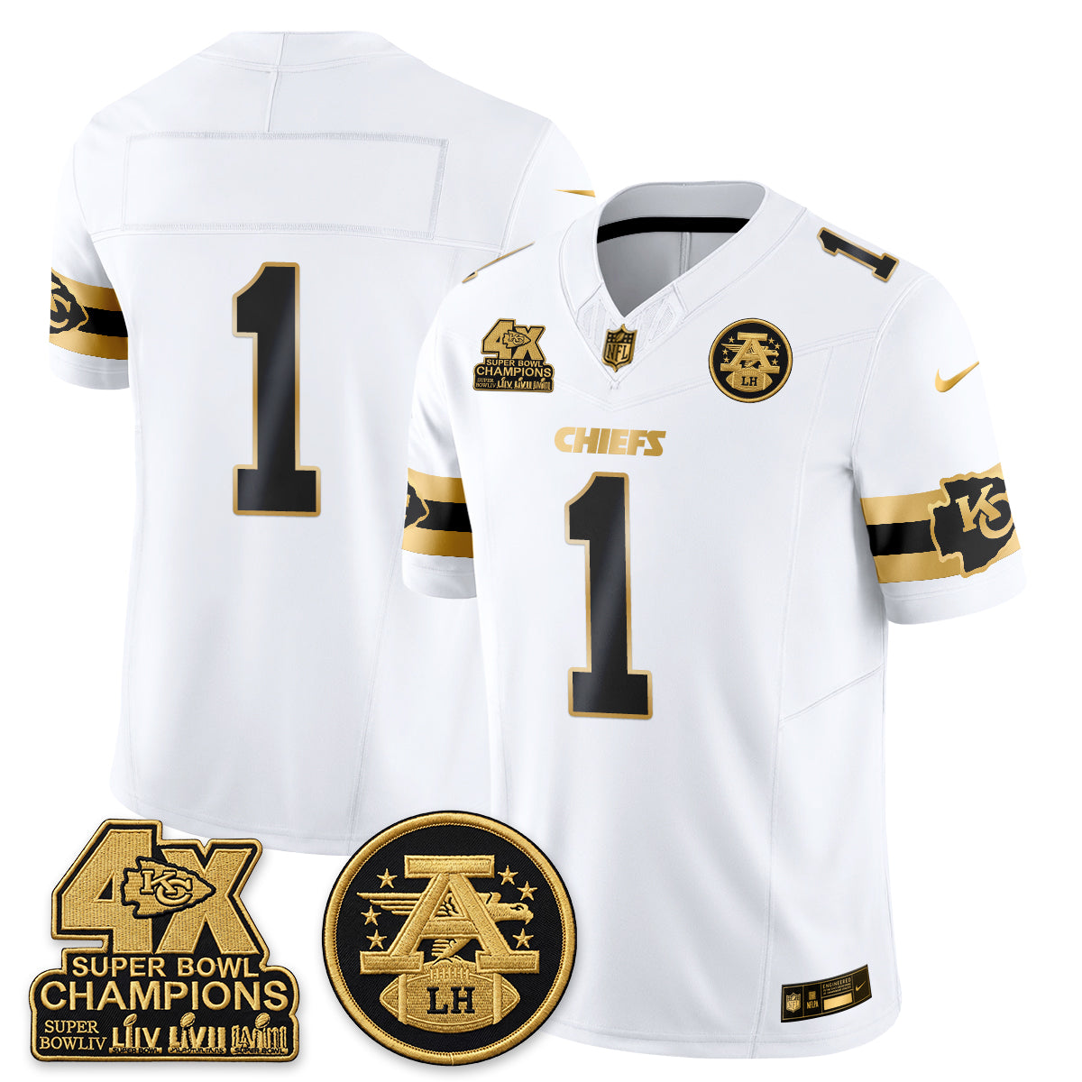 KC 4X Champs Gold Edition Vapor Jersey - Stitched
