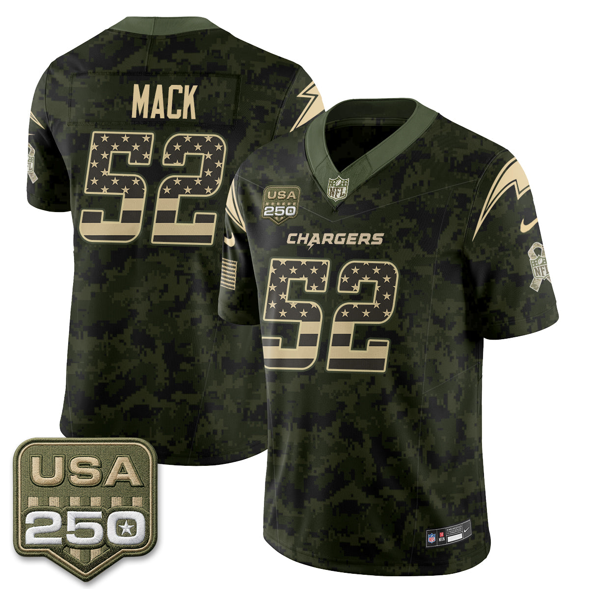 Los Angeles Chargers 2026 Salute to Service Vapor Jersey - Stitched