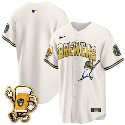 Milwaukee Brewers "Pitcher & Pint" Edition Vapor Jersey V2 - Stitched