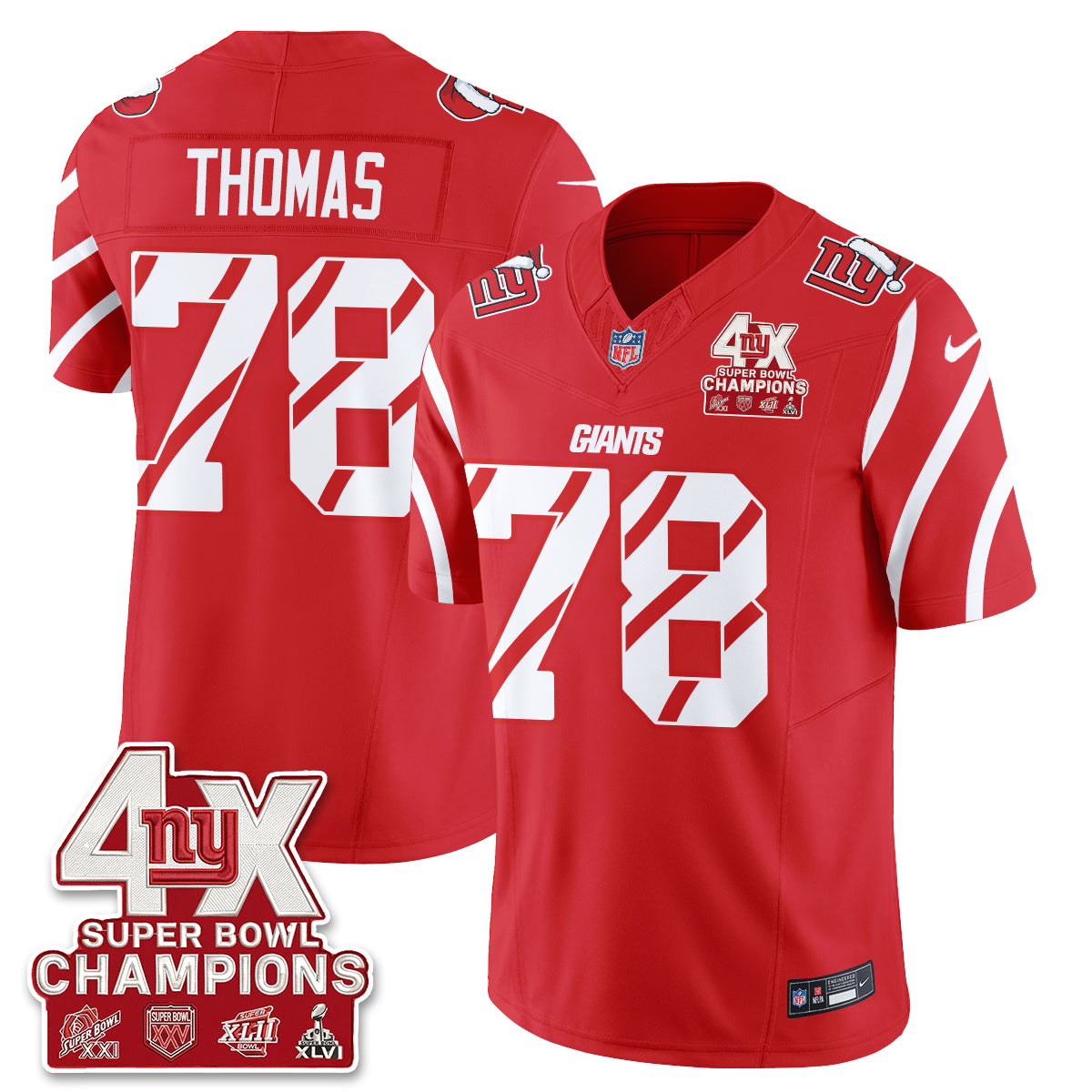 New York Giants  Xmas Edition Vapor Jersey - Stitched