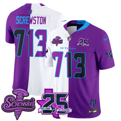 Houston Texans DJ Screw Split Vapor Jersey - Stitched