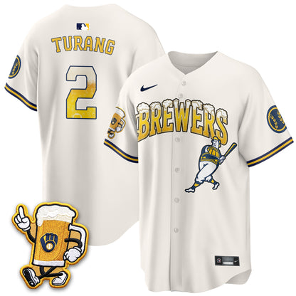 Milwaukee Brewers "Pitcher & Pint" Edition Vapor Jersey V2 - Stitched