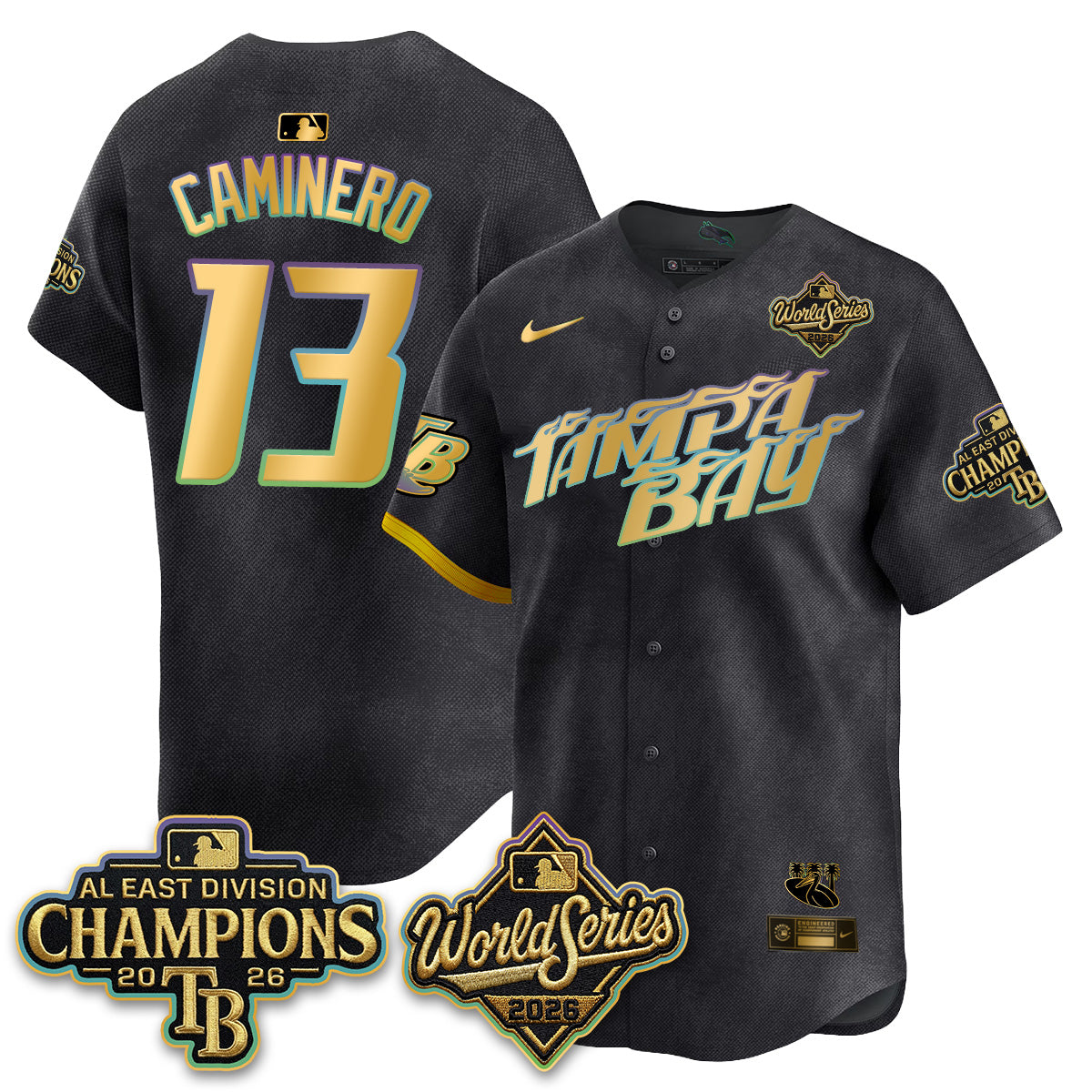 TB 2026 AL Champions Gold Edition Vapor Jersey - Stitched