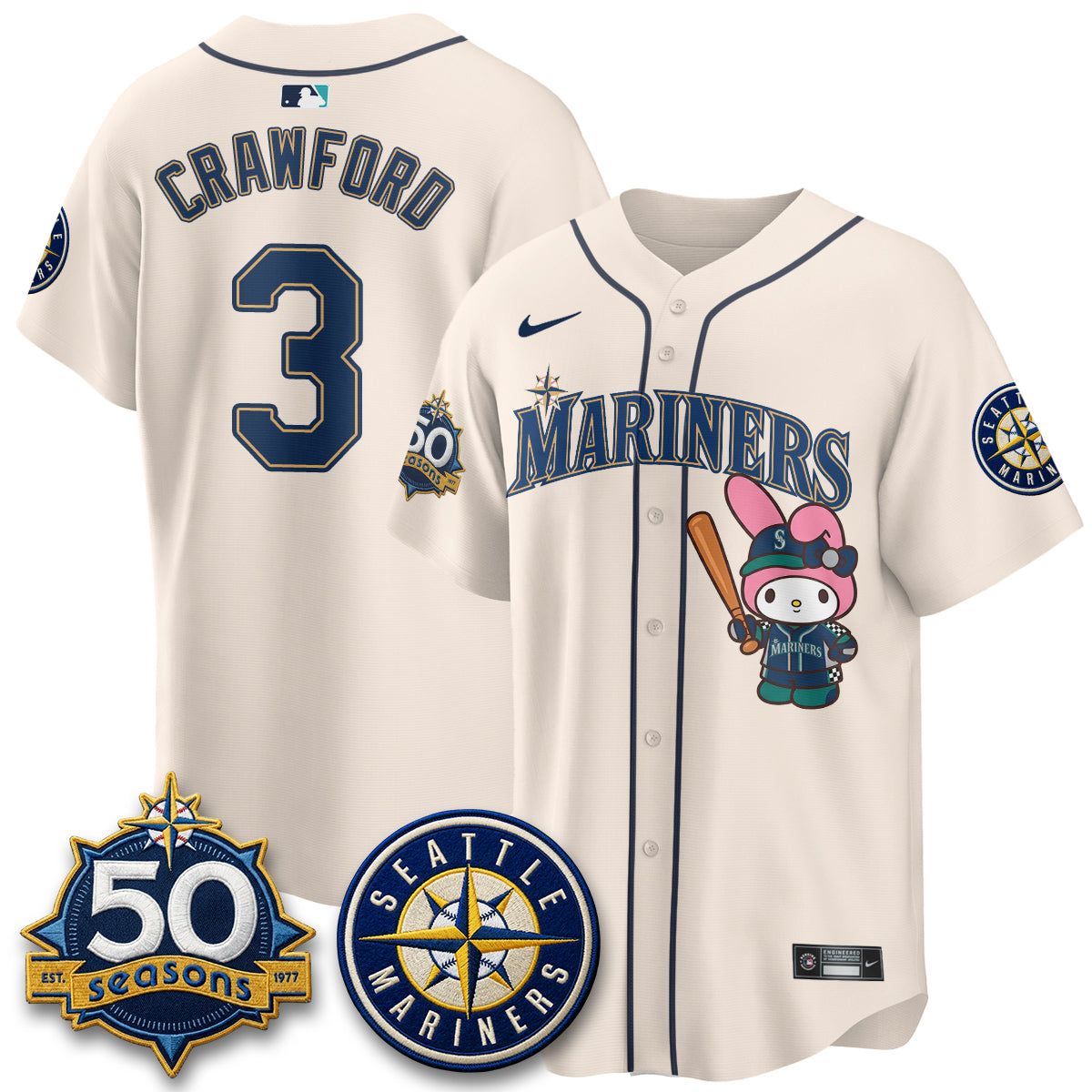 Seattle Mariners x  Pink Sanrio Friend Vapor Jersey - Stitched