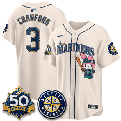 Seattle Mariners x  Pink Sanrio Friend Vapor Jersey - Stitched