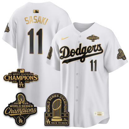 Los Angeles Dodgers 2026 NL West Champs Gold Vapor Jersey- Stitched