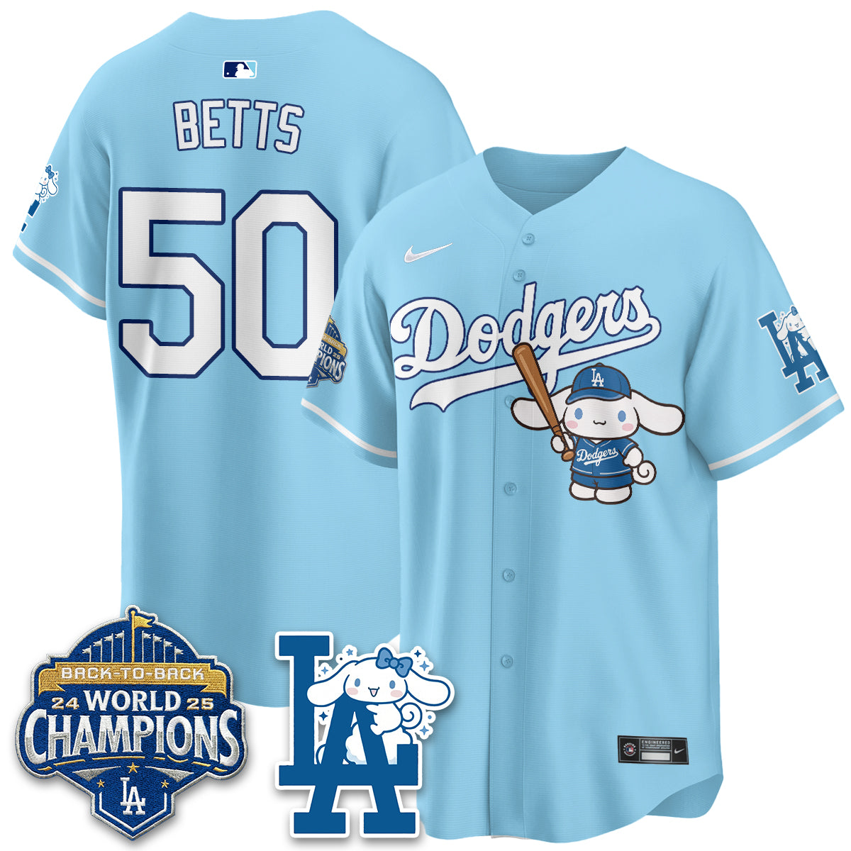 Los Angeles Dodgers Cinnamoroll Edition Vapor Jersey - Stitched