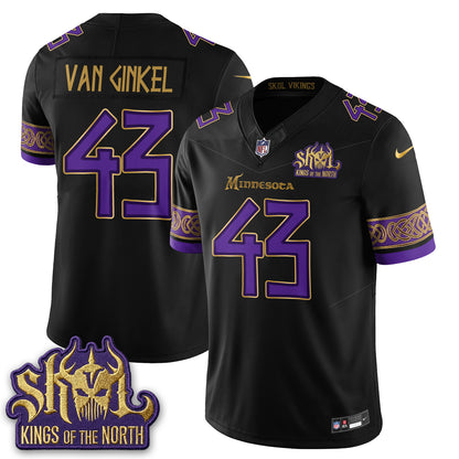 MIN Fangear Edition Warrior Skol Patch Vikings Font Vapor Jersey - Stitched