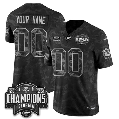Georgia Bulldogs 2026 Salute to Service Vapor Custom Jersey - Stitched