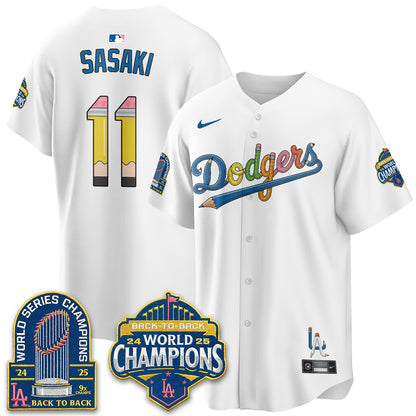 Los Angeles Dodgers x Back to School Style Vapor Jersey - Stitched