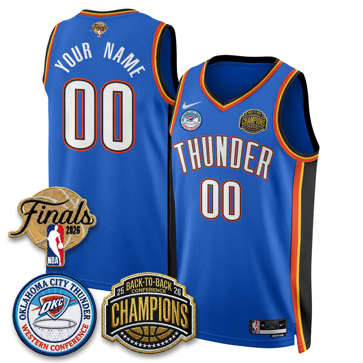 OKC 2026 NBA Western Conference Champions Vapor Custom Jersey - Stitched