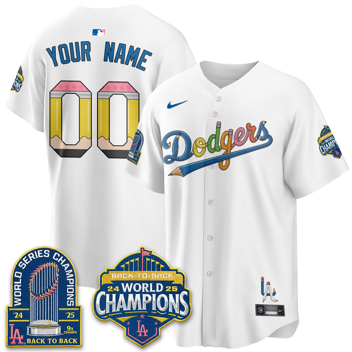 Los Angeles Dodgers x Back to School Style Vapor Custom Jersey - Stitched