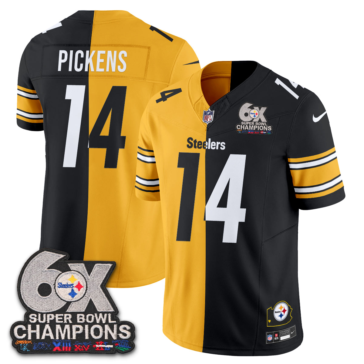 Pittsburgh Steelers 6x SBowl Split Edition Vapor Jersey - Stitched