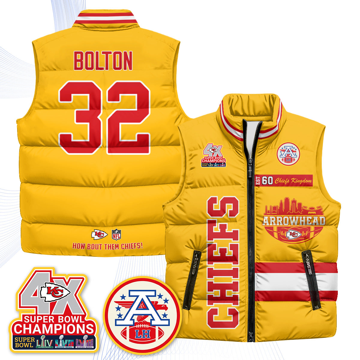 KC Arrowhead Puffer Vest - Printed
