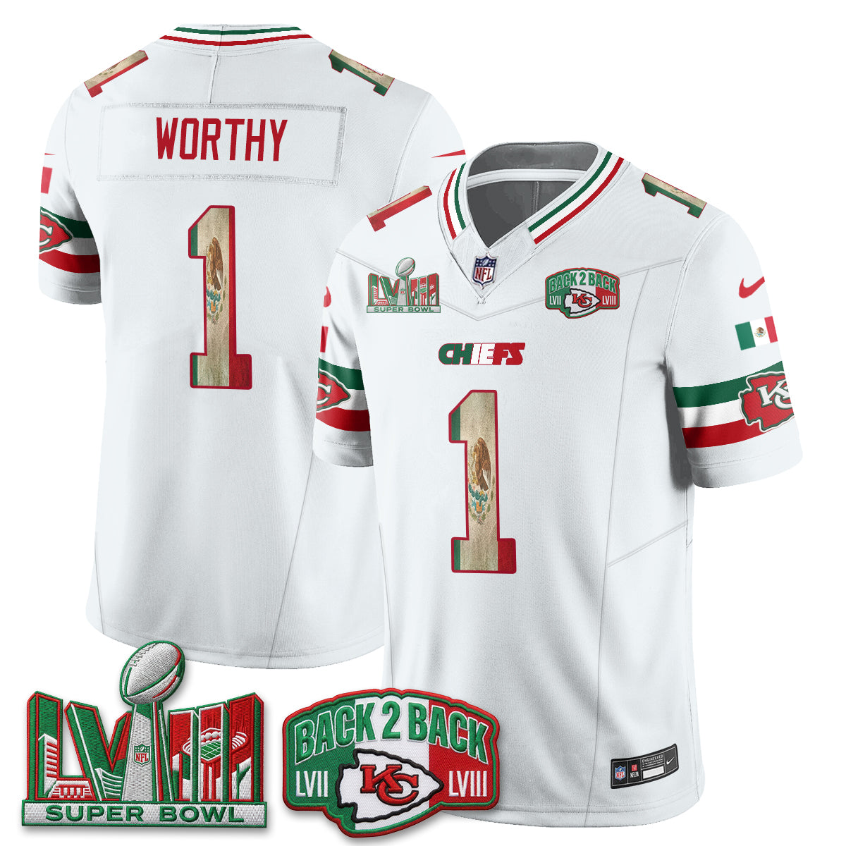 Kansas City Chiefs Mexico Edition Vapor Jersey - Stitched