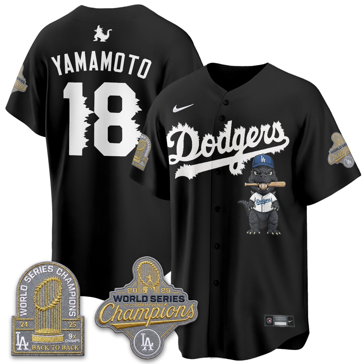 Los Angeles Dodgers x Godzilla Vapor Jersey- Stitched