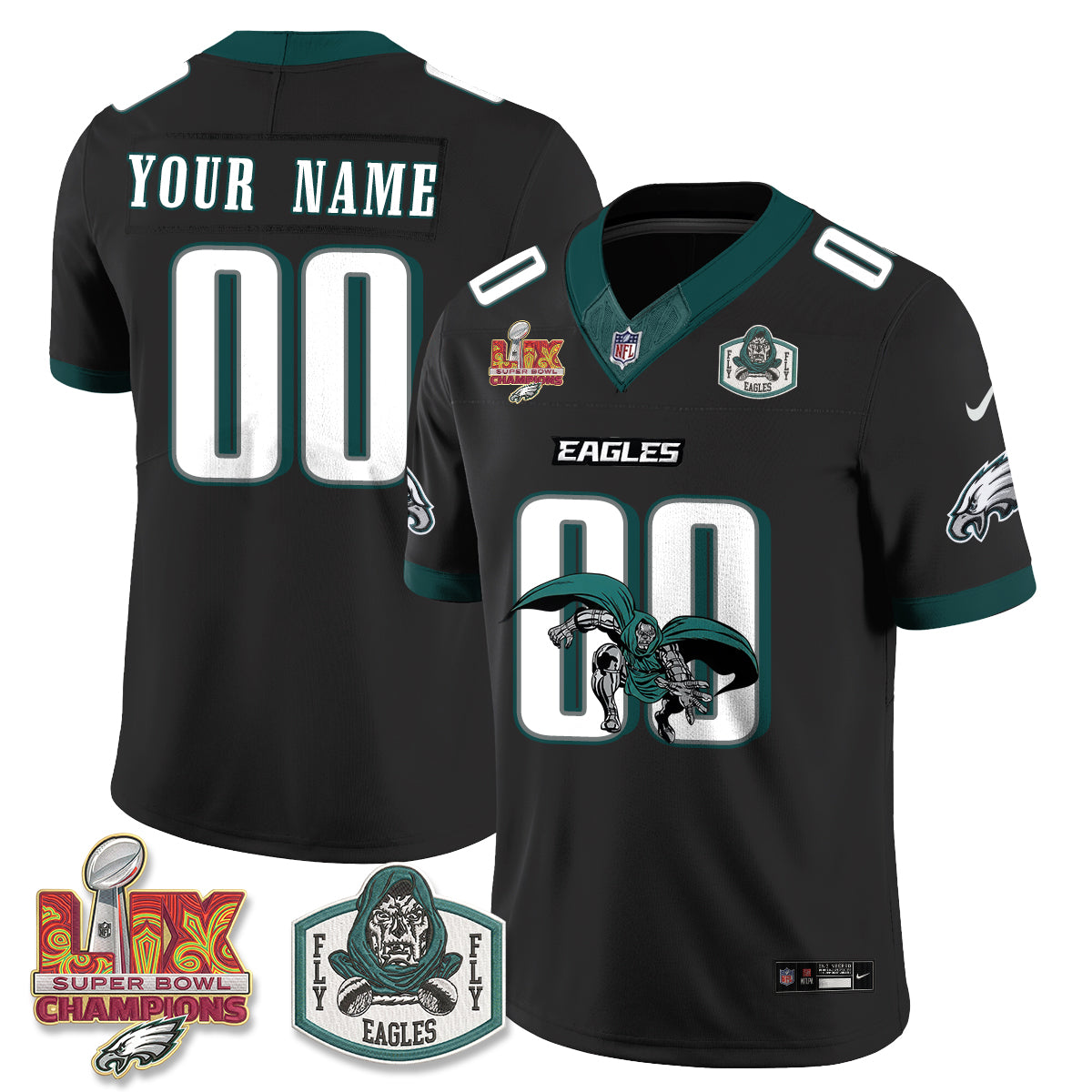 Philadelphia Eagles x Green Cape Villain Edition Vapor Custom Jersey - Stitched