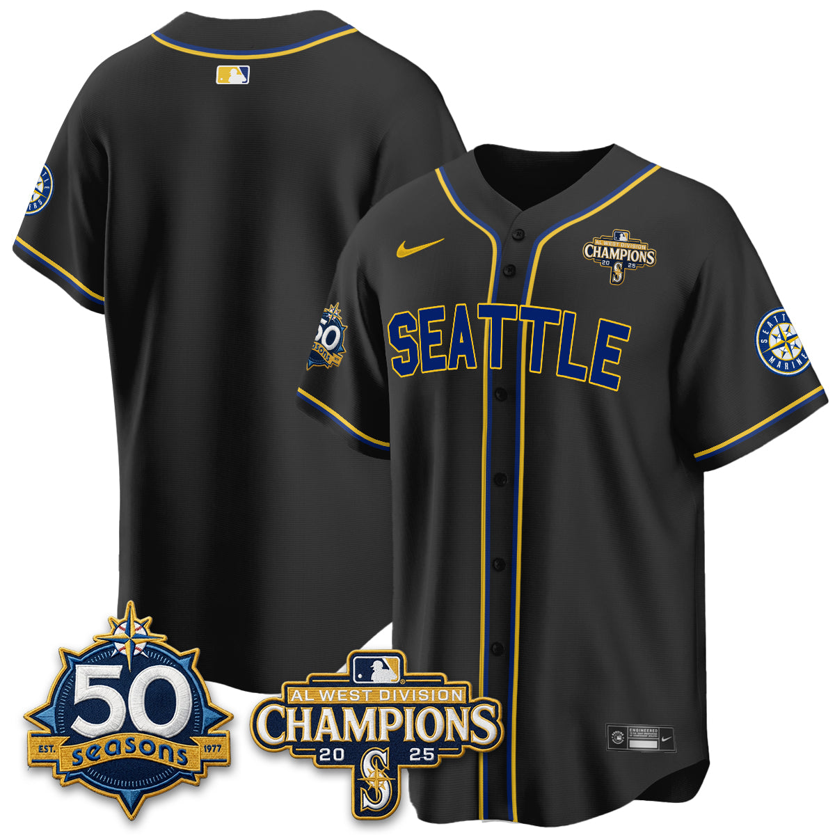 SEA 50th Anniversary Black Out Style Vapor Premier Limited Jersey - All Stitched