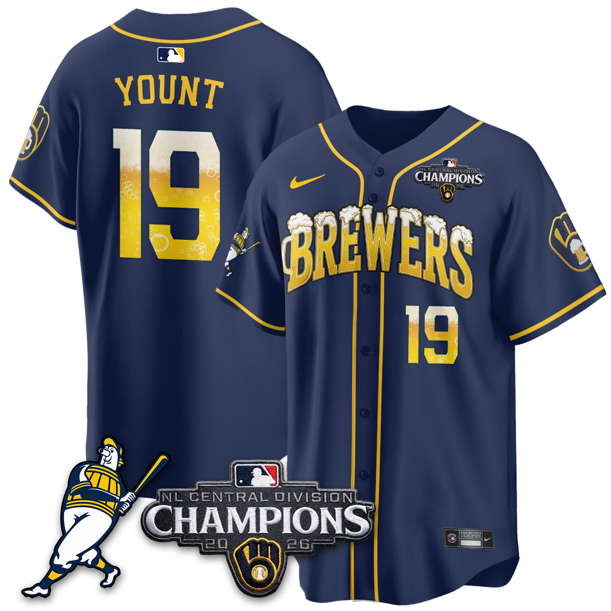 Milwaukee Brewers 2026 NL Division Champs Vapor Jersey V2- Stitched