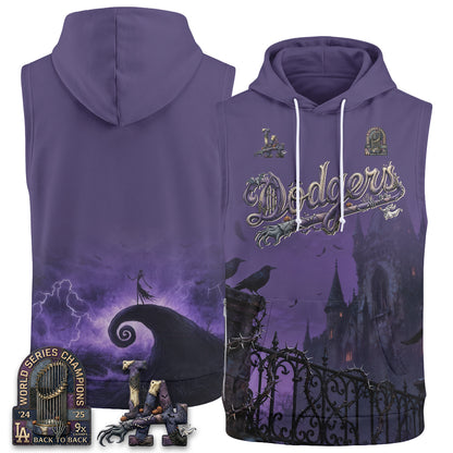 Los Angeles Dodgers Nightmare Edition Sleeveless Hoodie Tank Top - Printed