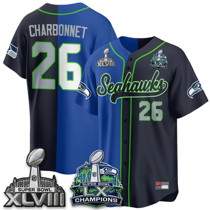 Seattle Seahawks S.Bowl Champs Split Baseball Vapor Jersey V1- Stitched