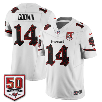 Tampa Bay Buccaneers Skull 50 Seasons Edition Vapor Jersey - Stitched