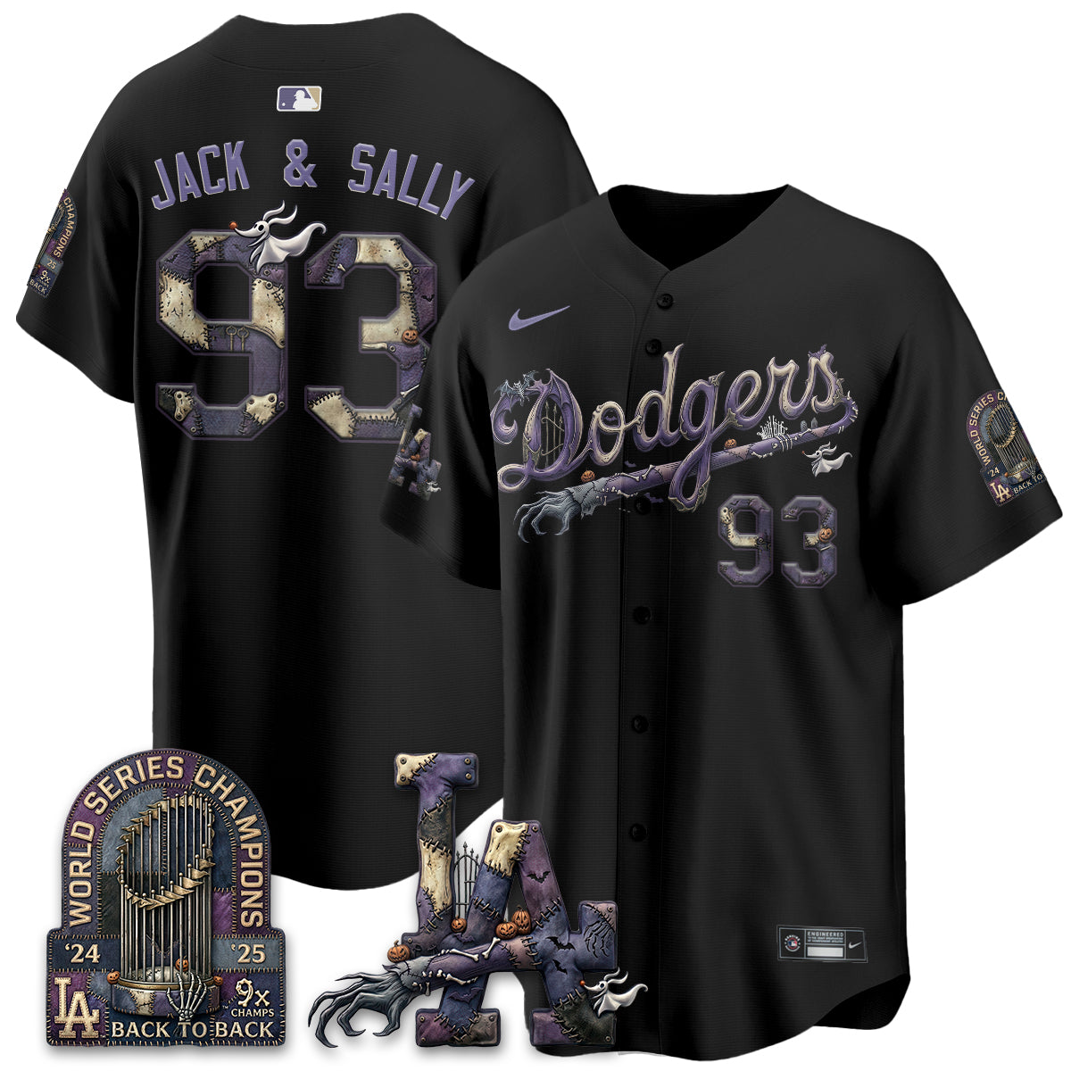 Los Angeles Dodgers Nightmare Edition Vapor Jersey - Printed