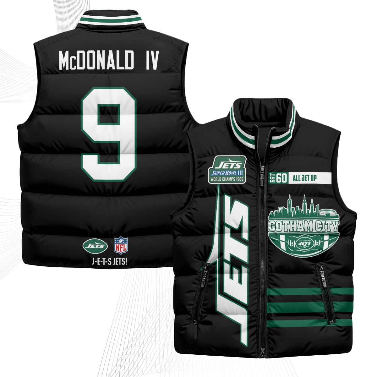 NYJ Gotham City Puffer Vest - Printed