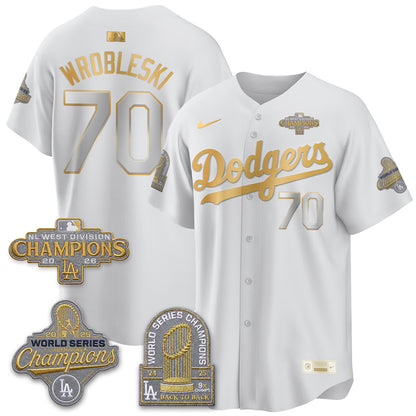 Los Angeles Dodgers 2026 NL West Champs Gold Vapor Jersey- Stitched