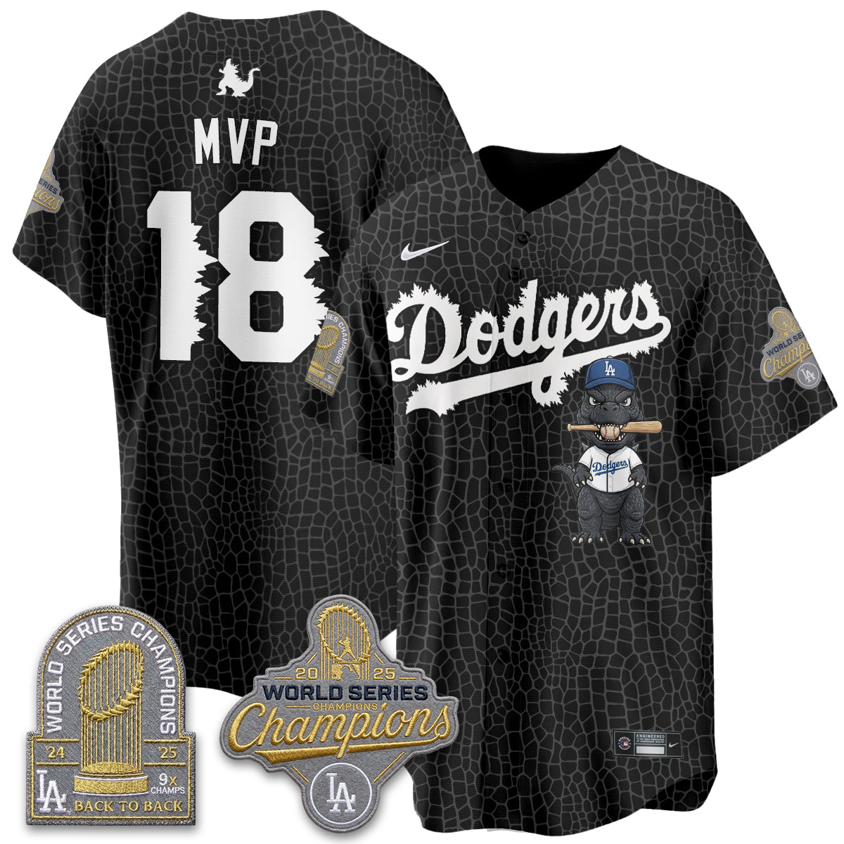 Los Angeles Dodgers x Godzilla Vapor Jersey- Stitched