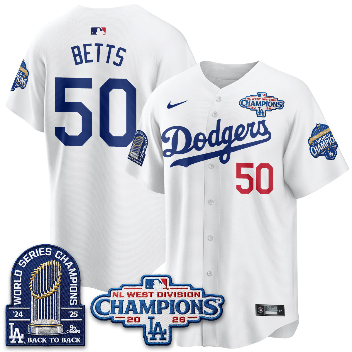 Los Angeles Dodgers 2026 NL West Champs Vapor Jersey- Stitched