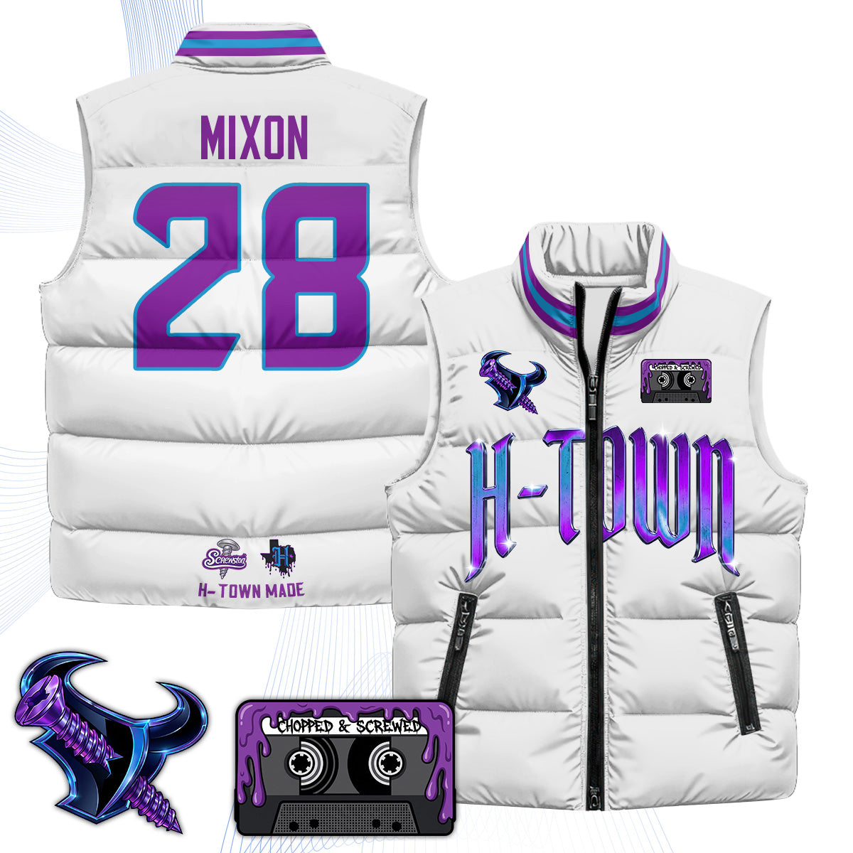 HOU "Screwcity" Puffer Vest - Printed