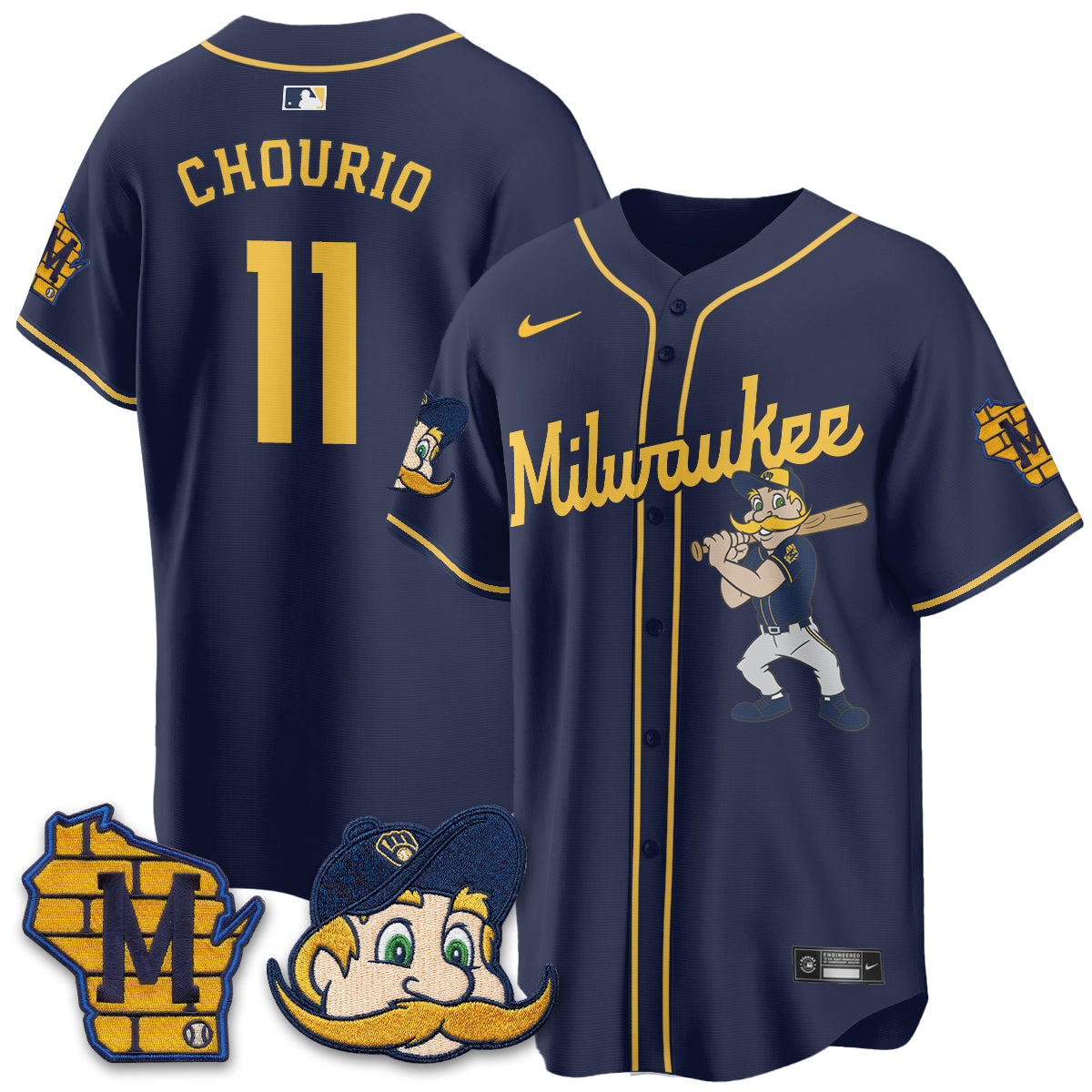 Milwaukee Brewers Bernie Edition Vapor Jersey - Stitched