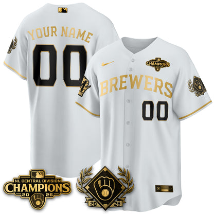 Milwaukee Brewers 2026 NL Division Champs Vapor Custom Jersey - Stitched