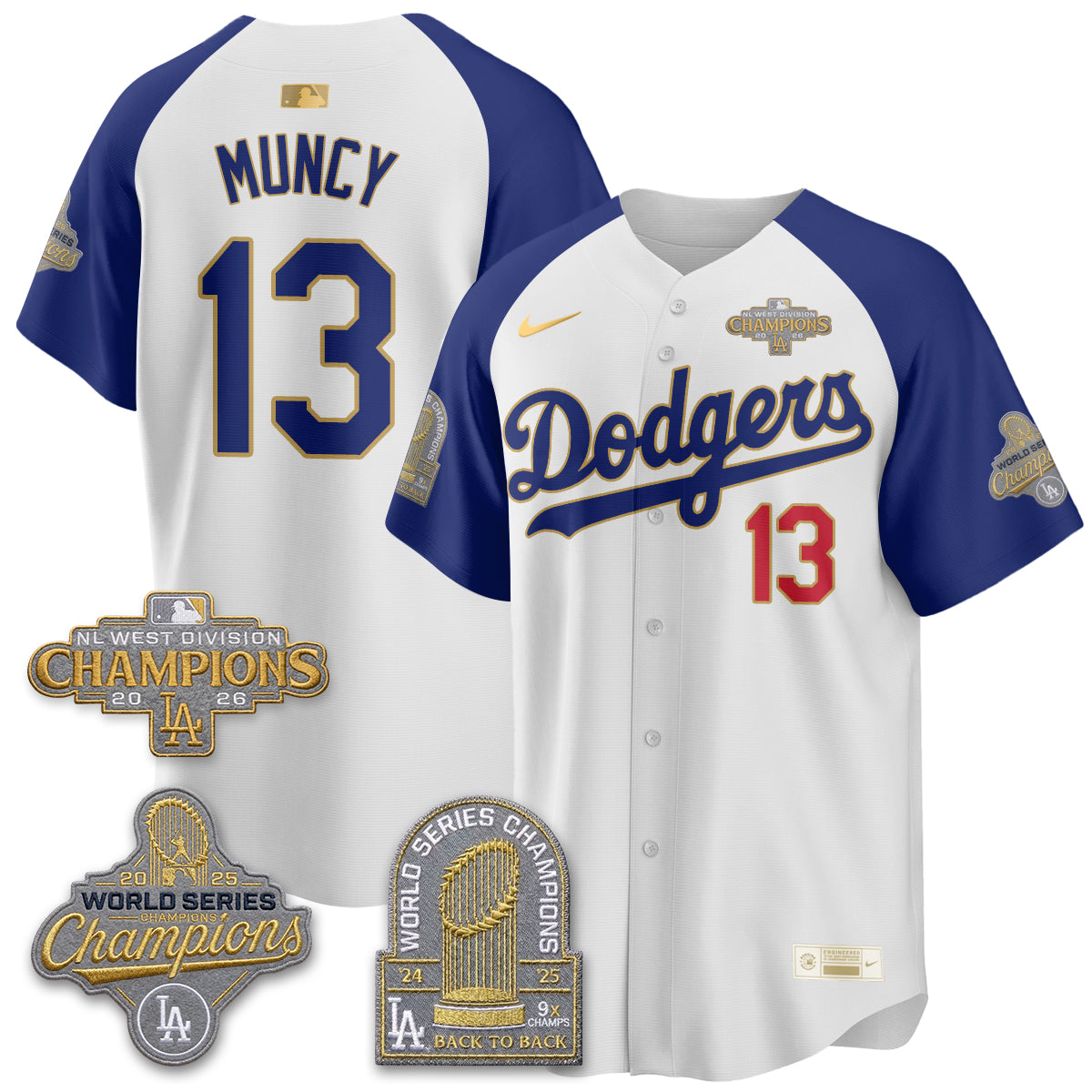 Los Angeles Dodgers 2026 NL West Champs Gold Vapor Jersey- Stitched
