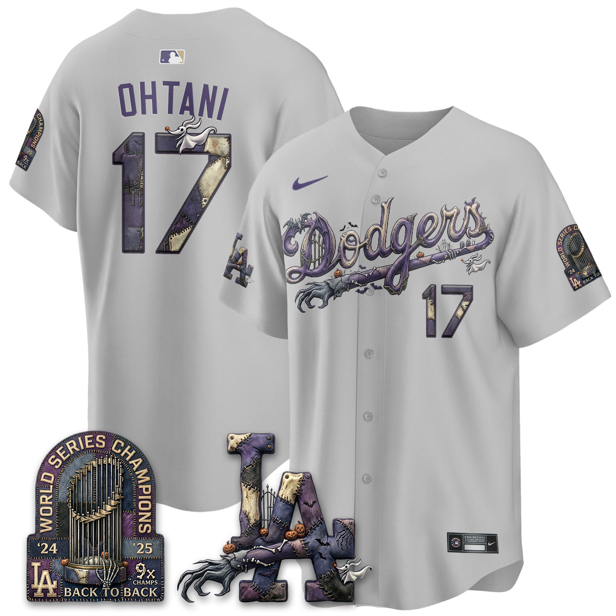 Los Angeles Dodgers Nightmare Edition Vapor Jersey - Printed