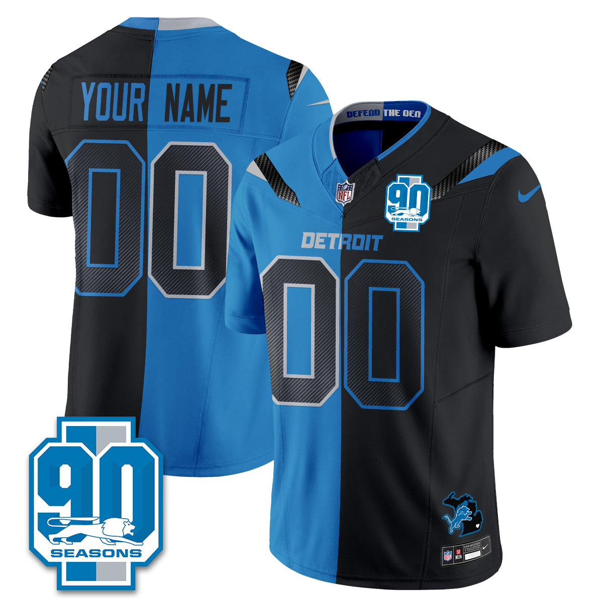 DET Rivalries Split Edition Vapor Custom Jersey - Stitched