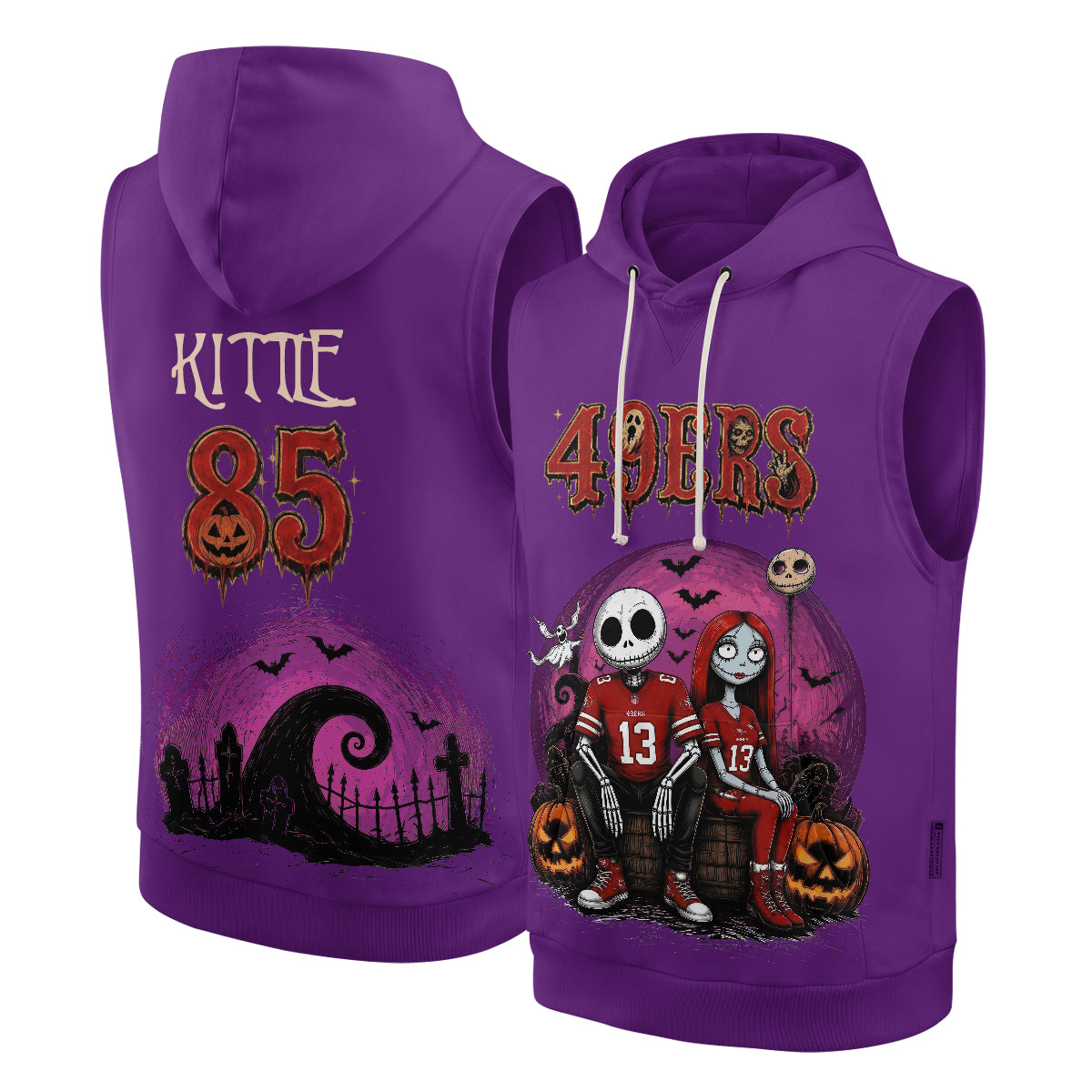 SF x Skeleton Gentleman & Rag Doll Bride Edition Sleeveless Hoodie Tank Top - Printed