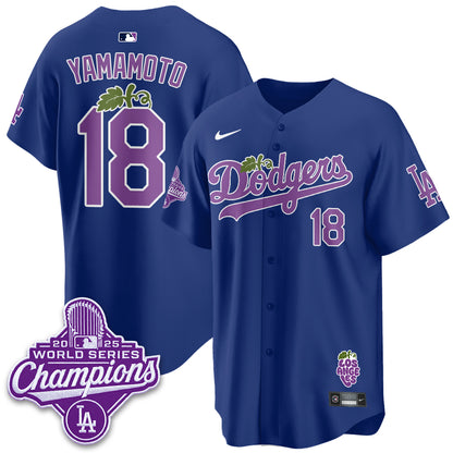 Los Angeles Dodgers Grape Edition Vapor Jersey - Stitched