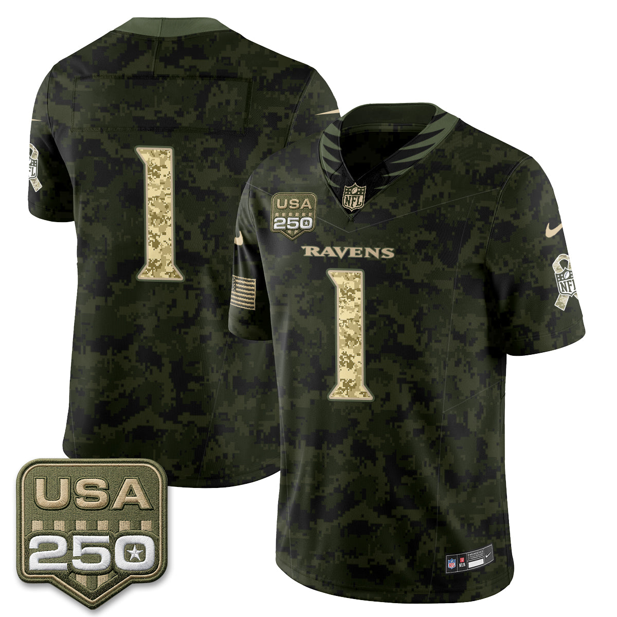 Baltimore Ravens 2026 Salute to Service Vapor Jersey - Stitched