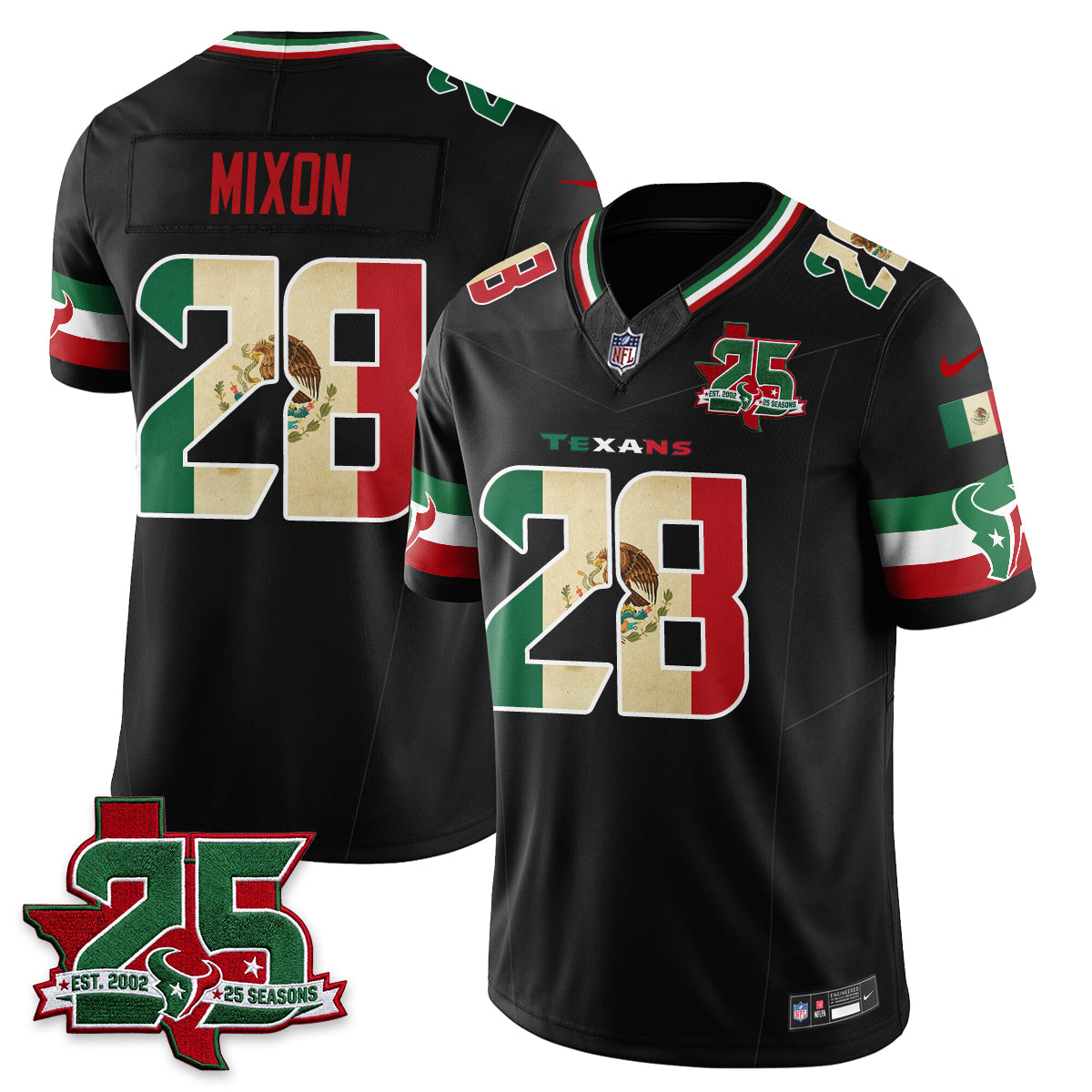 Houston Texans 25 Seasons Mexico Style Vapor Jersey - Stitched