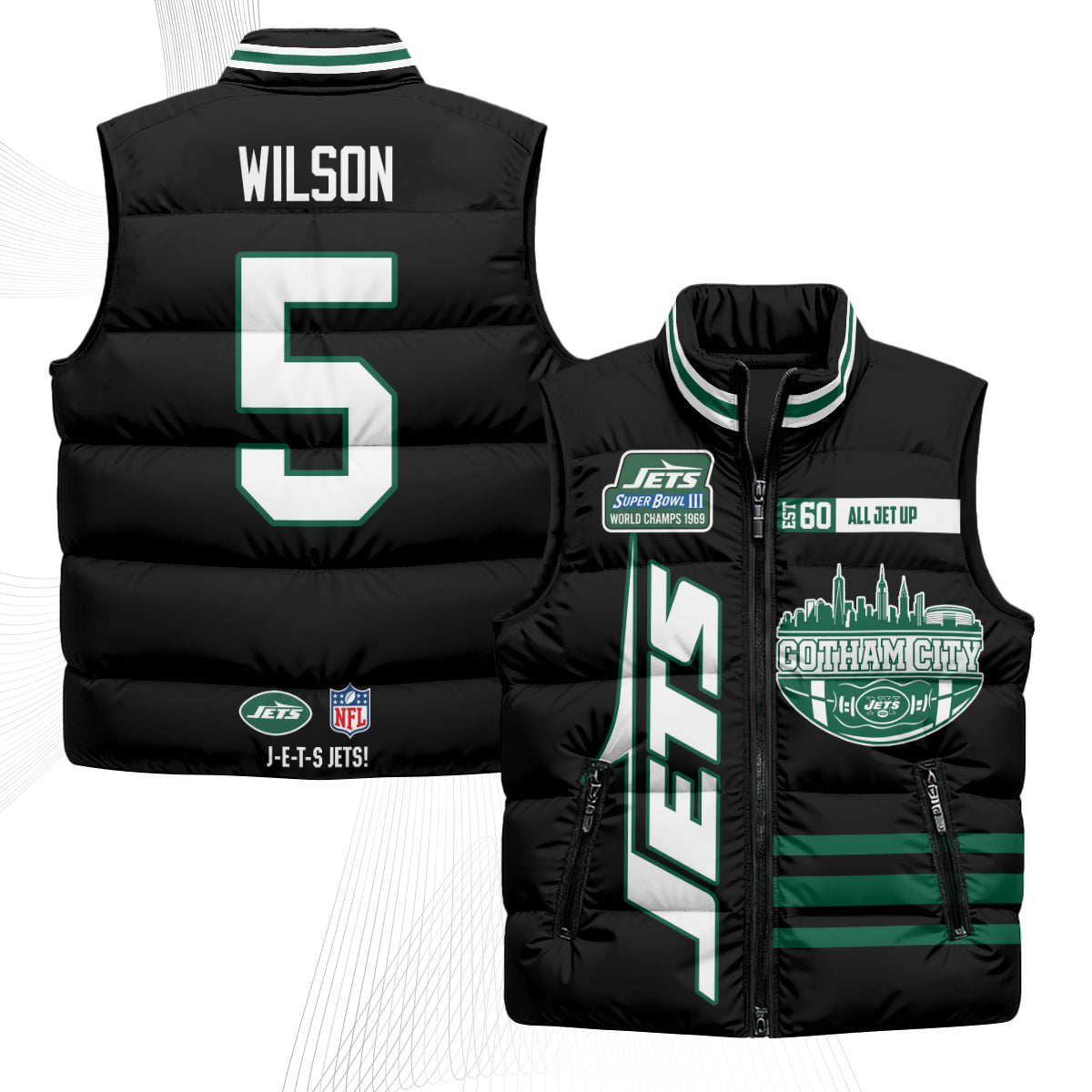 NYJ Gotham City Puffer Vest - Printed