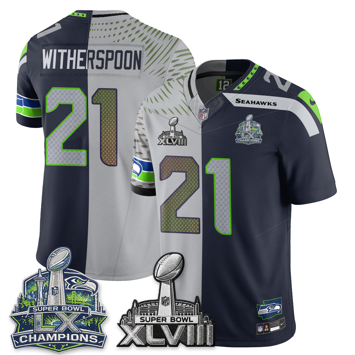 Seattle Seahawks S.Bowl Champs Split Edition Vapor Jersey - Stitch