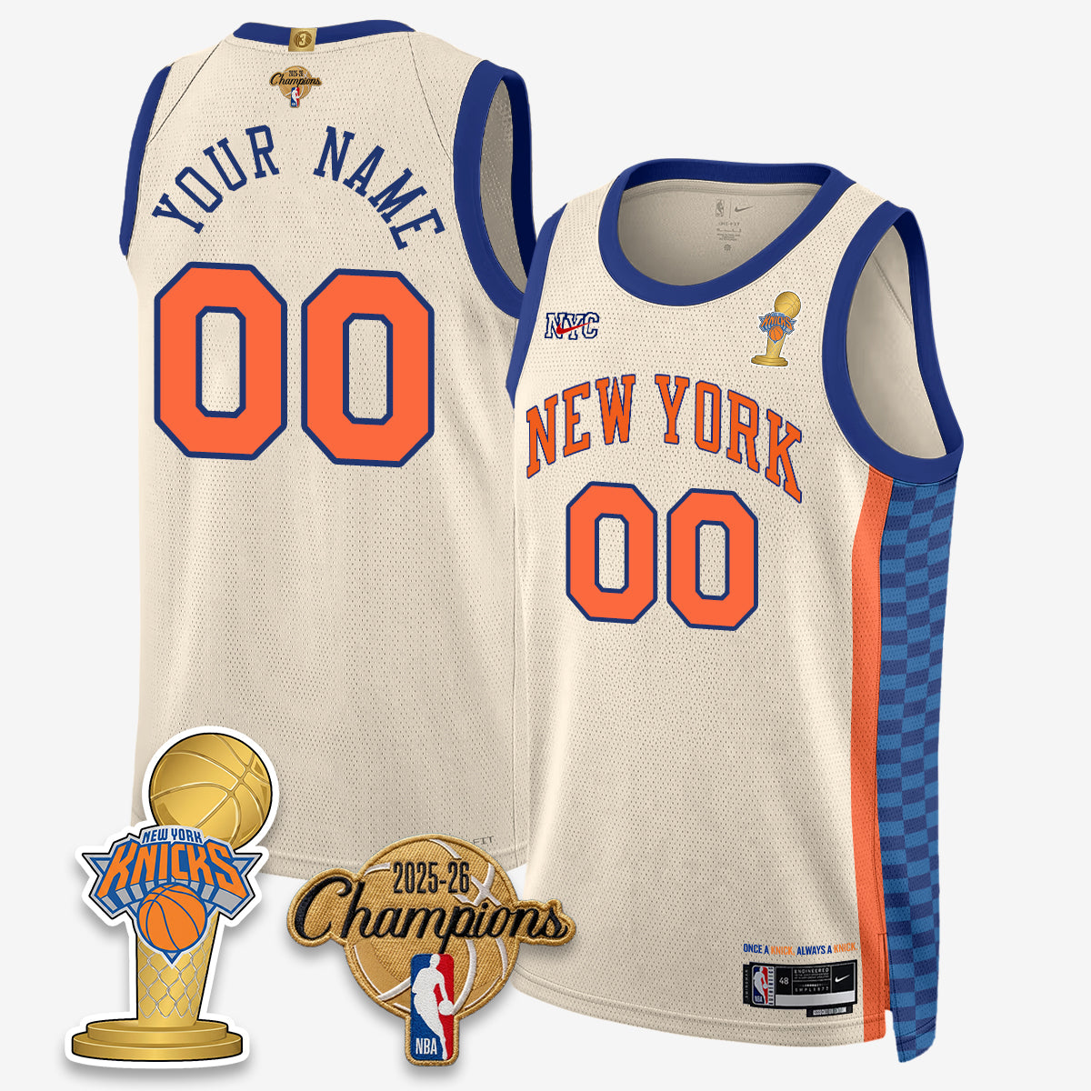 NYK 2026 Basketball Champions Vapor Custom Jersey - Stitched n3