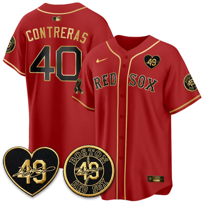 BOS Tim Wakefield Memorial Patch Vaper Premier Limited Gold Edition Jersey - All Stitched